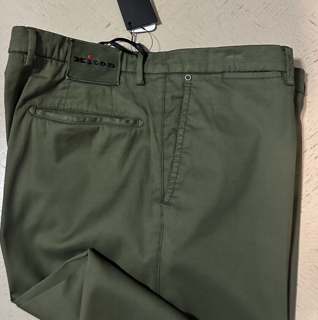 NWT $1795 Kiton Men’s Silk Blend Pants Green Military 34 US/50 Eu Italy