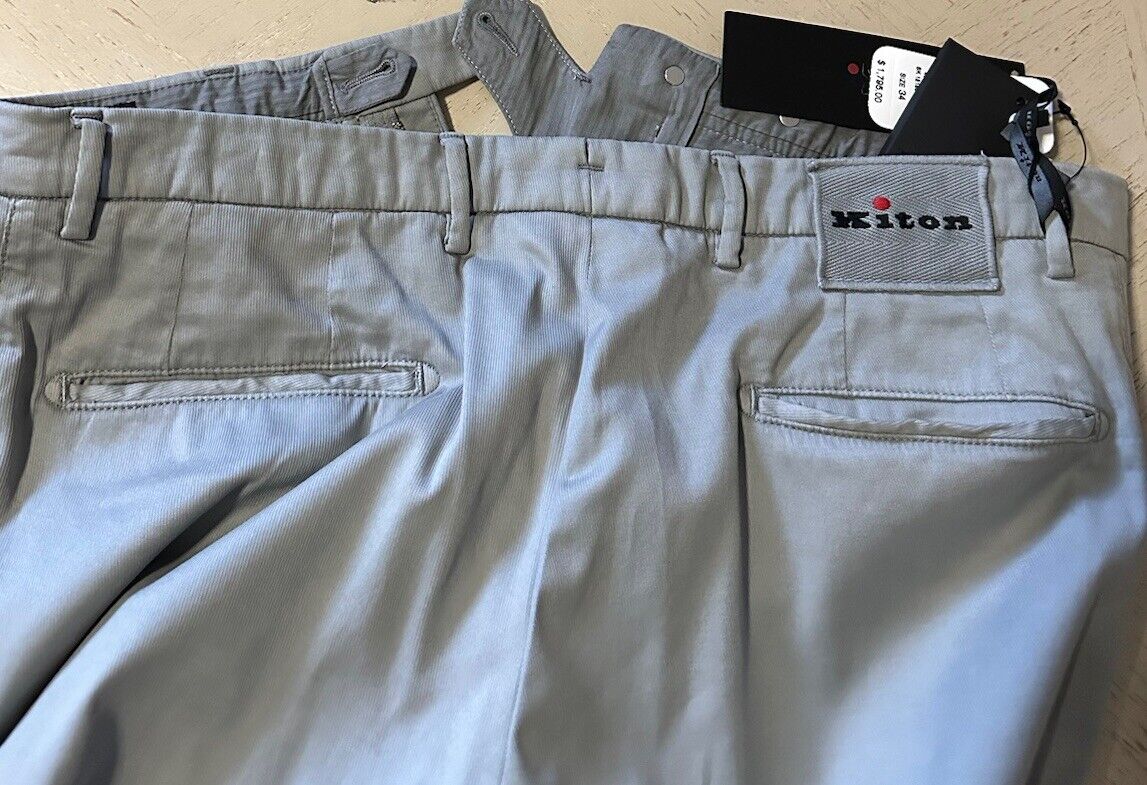 NWT $1795 Kiton Men’s Silk Blend Pants MD Gray 33 US
