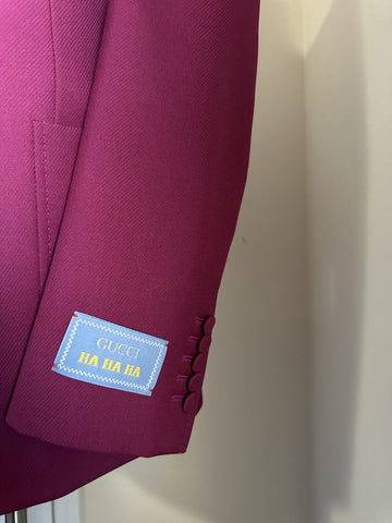 NWT $3300 Gucci Men Gucci HA HA HA Wool Sport Coat Blazer Red Wine 42R US/52R Eu