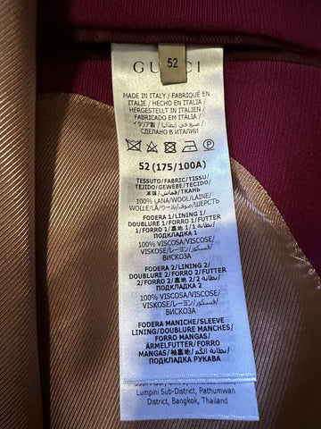 NWT $3300 Gucci Men Gucci HA HA HA Wool Sport Coat Blazer Red Wine 42R US/52R Eu