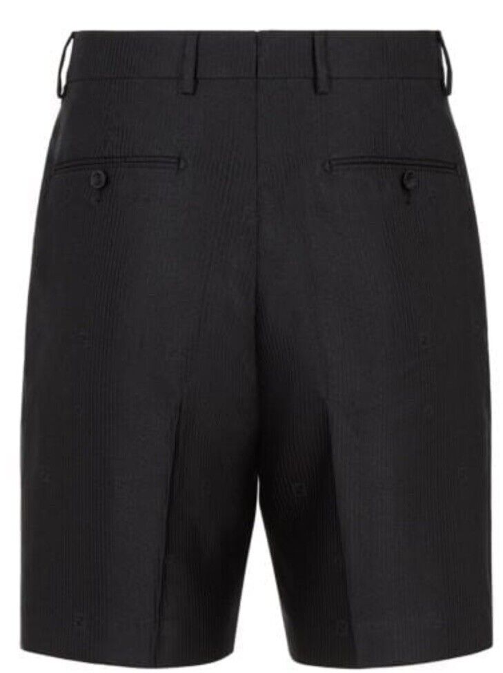 NWT $920 Fendi Men FF Pinstripe Silk Blend Bermuda Short Pants Black 34 US/50 Eu