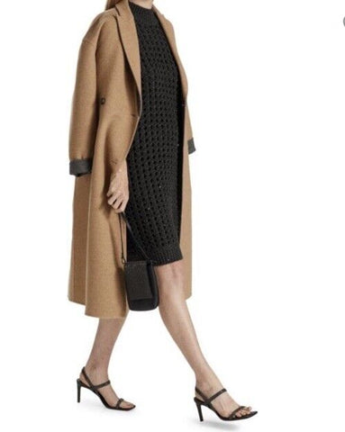 New $5395 Brunello Cucinelli Cashmere Cable Knit Sweater Dress Charcoal Size S