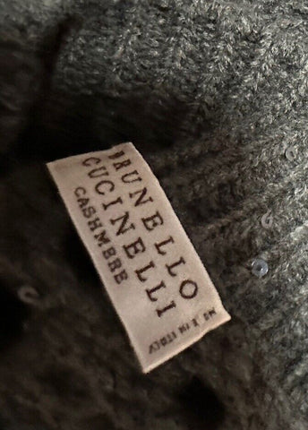 New $5395 Brunello Cucinelli Cashmere Cable Knit Sweater Dress Charcoal Size S