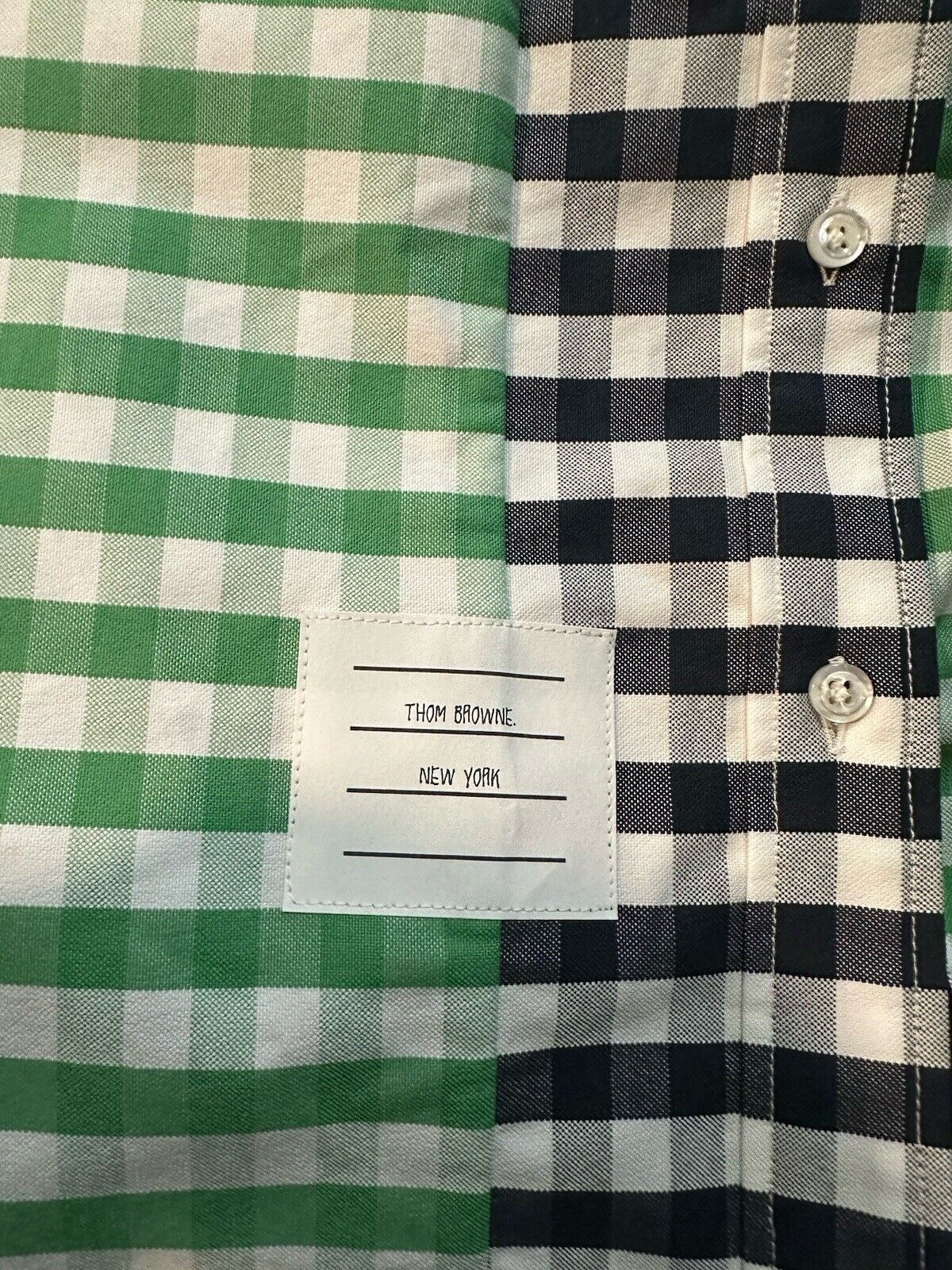 New $800 Thom Browne Colorblock Check Mini Shirtdress Green/Multi Size 42/6 Ita