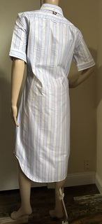 New $720 Thom Browne Striped Midi Shirtdress Blue/White/Multi Size 42/6 Italy