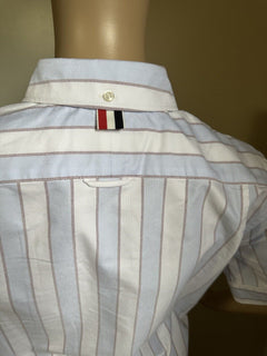 New $720 Thom Browne Striped Midi Shirtdress Blue/White/Multi Size 42/6 Italy