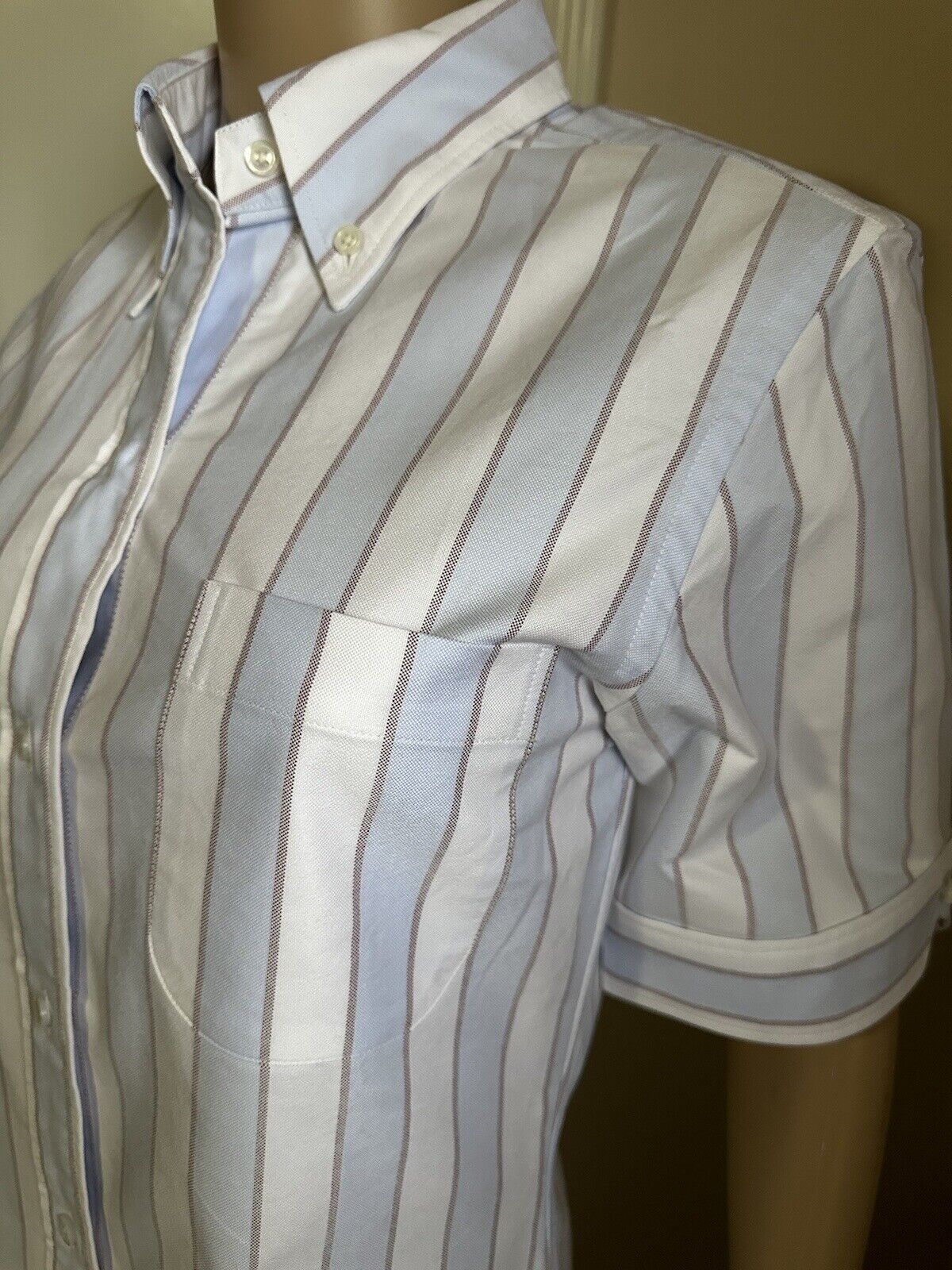 New $720 Thom Browne Striped Midi Shirtdress Blue/White/Multi Size 42/6 Italy