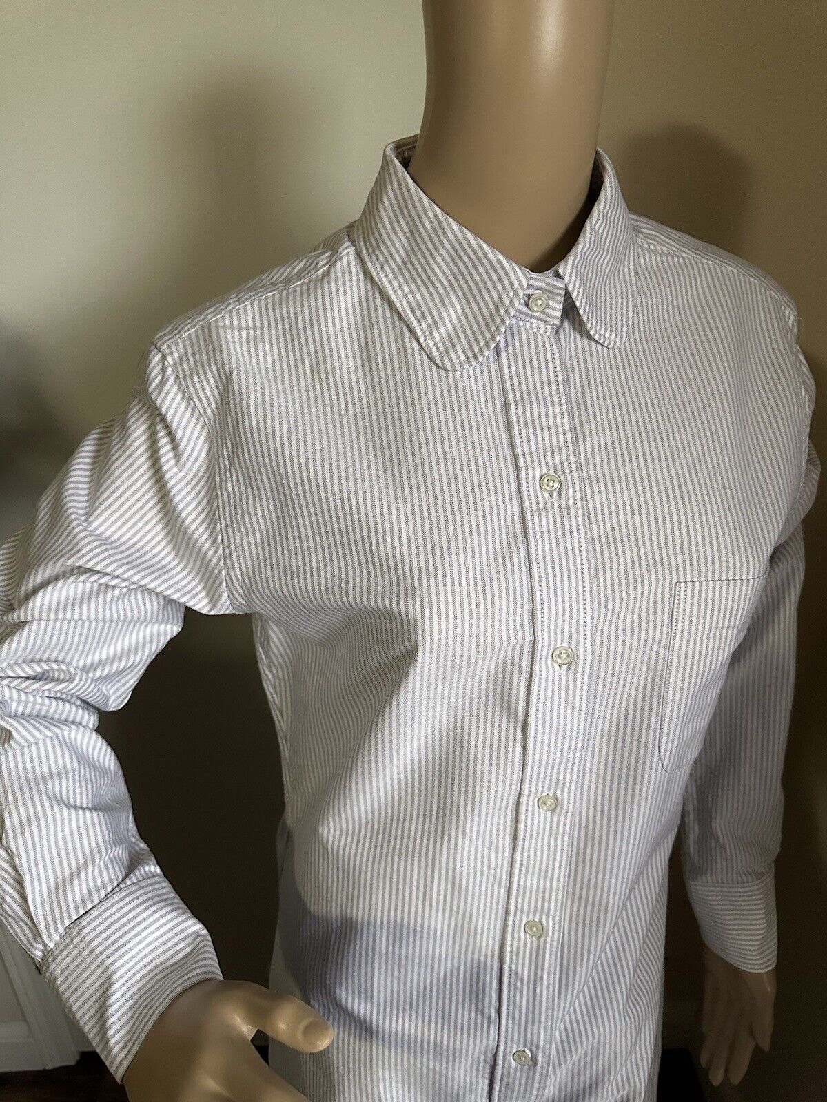New $700 Thom Browne Striped Midi Shirtdress Size 44/8 Italy