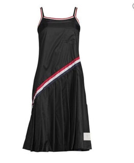 New $1200 Thom Browne Pleated Skirting A-line Dress Black Size 46/10 Italy
