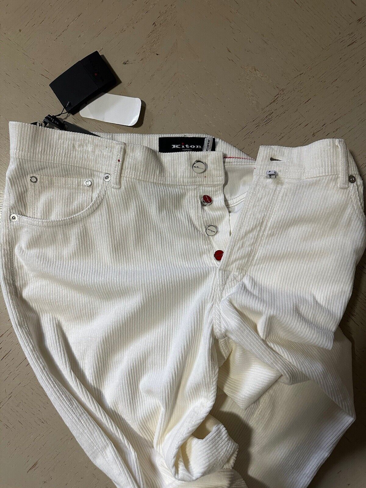 NWT $1495 Kiton Men’s Corduroy Cashmere Blend Pants White 38 US/54 Eu Italy