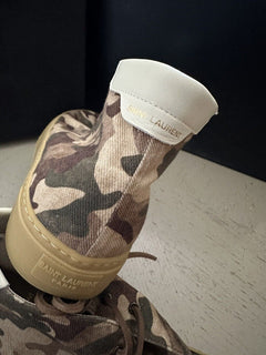 NIB Saint Laurent Men Canvas Camouflage Menphis Sneakers Green/Mul 10.5 US/43.5