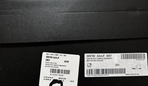 NIB Saint Laurent Men Canvas Camouflage Menphis Sneakers Green/Mul 10.5 US/43.5