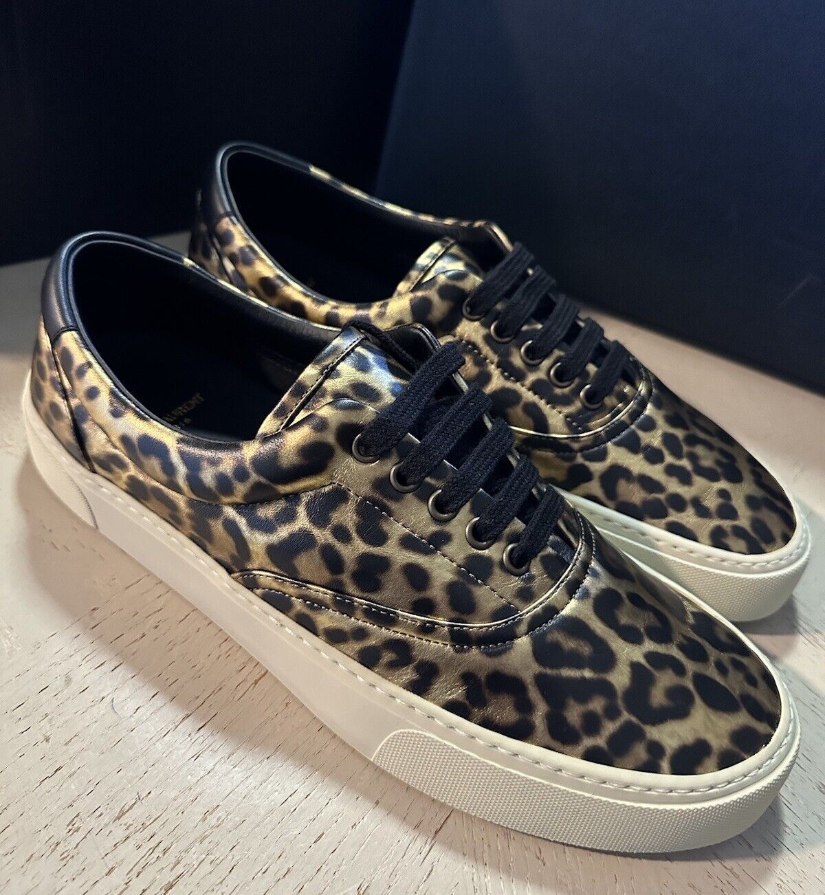 NIB Saint Laurent Men Leather Leopard Pr. Sneakers  Bl/Gold 9.5 US/42.5 E 689072