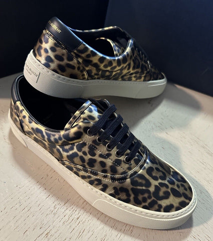 NIB Saint Laurent Men Leather Leopard Pr. Sneakers  Black/Gold 10 US/43 E 689072