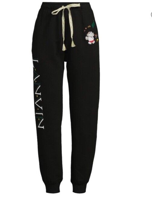 New $650 LANVIN  Men Logo Printed Joggers Pants Black Size L Italy