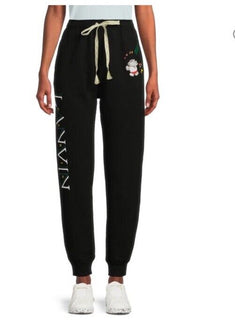 New $650 LANVIN  Men Logo Printed Joggers Pants Black Size L Italy