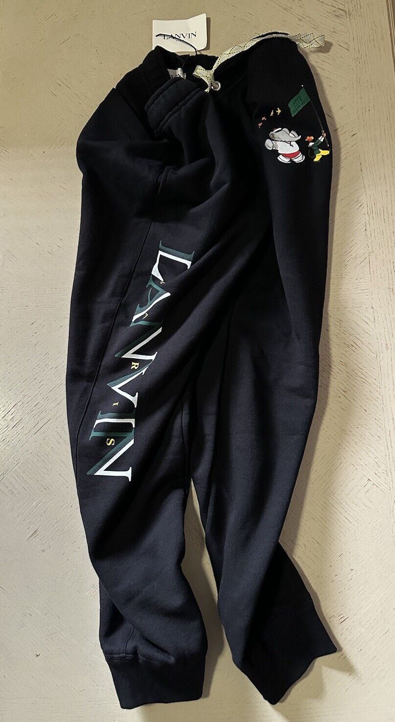 New $650 LANVIN  Men Logo Printed Joggers Pants Black Size L Italy