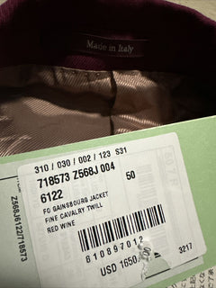 NWT $3300 Gucci Men Gucci HA HA HA Wool Sport Coat Blazer Red Wine 40R US/50R Eu