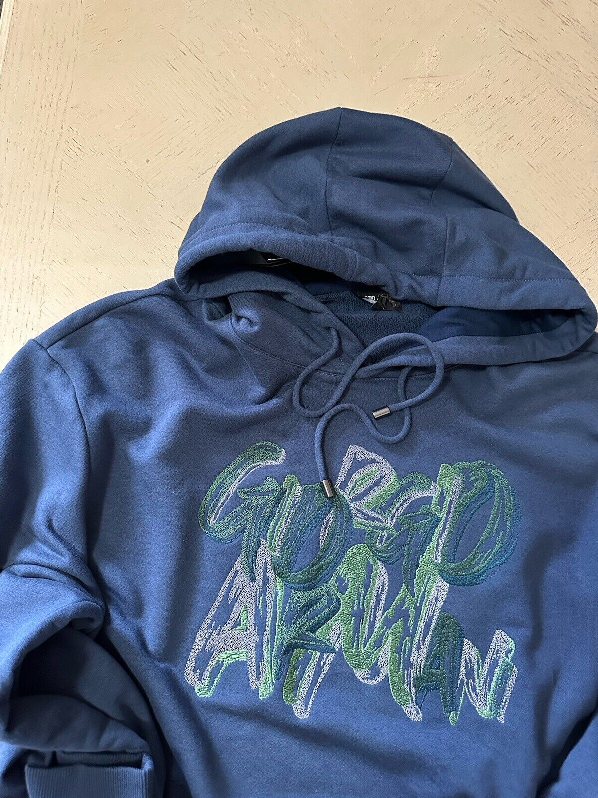 NWT $1995 Giorgio Armani Men hoodie Pullover Blue XL ( 54 Eu ) Italy