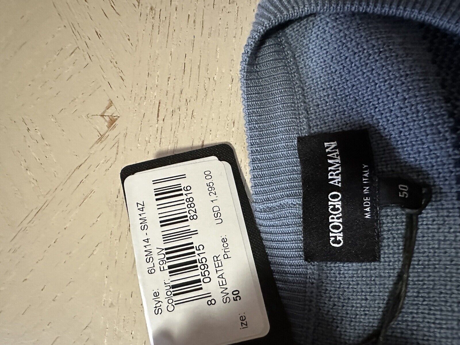 New $1295 Giorgio Armani Men’s Crewneck Sweater Blue/Green 50 US ( M ) Italy