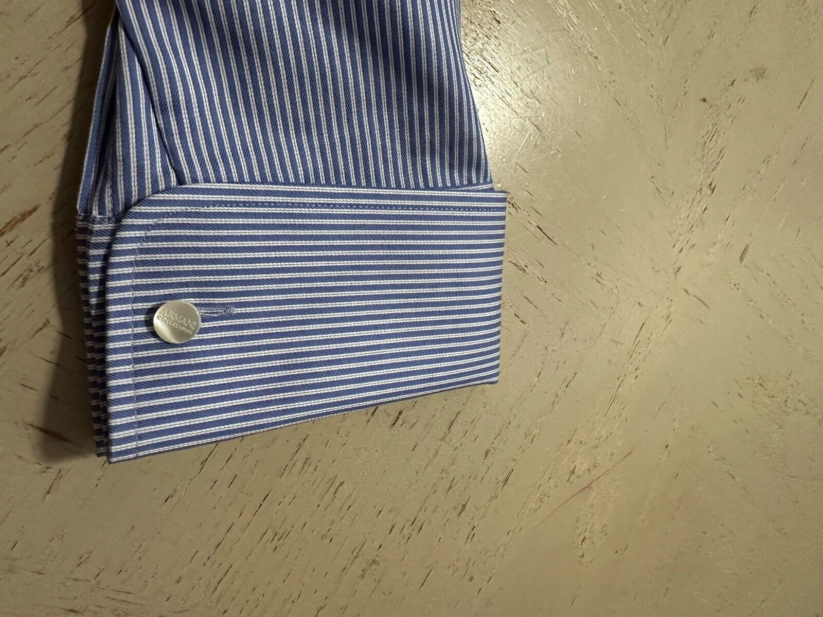 NWT Armani Collezioni Mens Striped Dress Shirt Blue 15.5/39