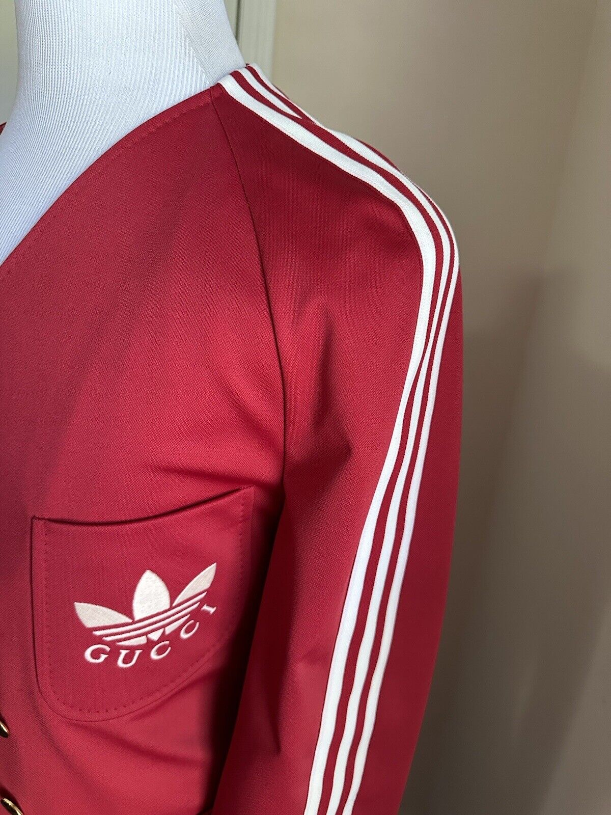 NWT $3150 Gucci adidas Men Sport Coat Blazer Red 40R US/50R Eu