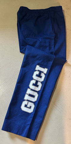 New $1100 Gucci Men Drawstring Military Cotton Pants Blue Size 58 Eu/42 US