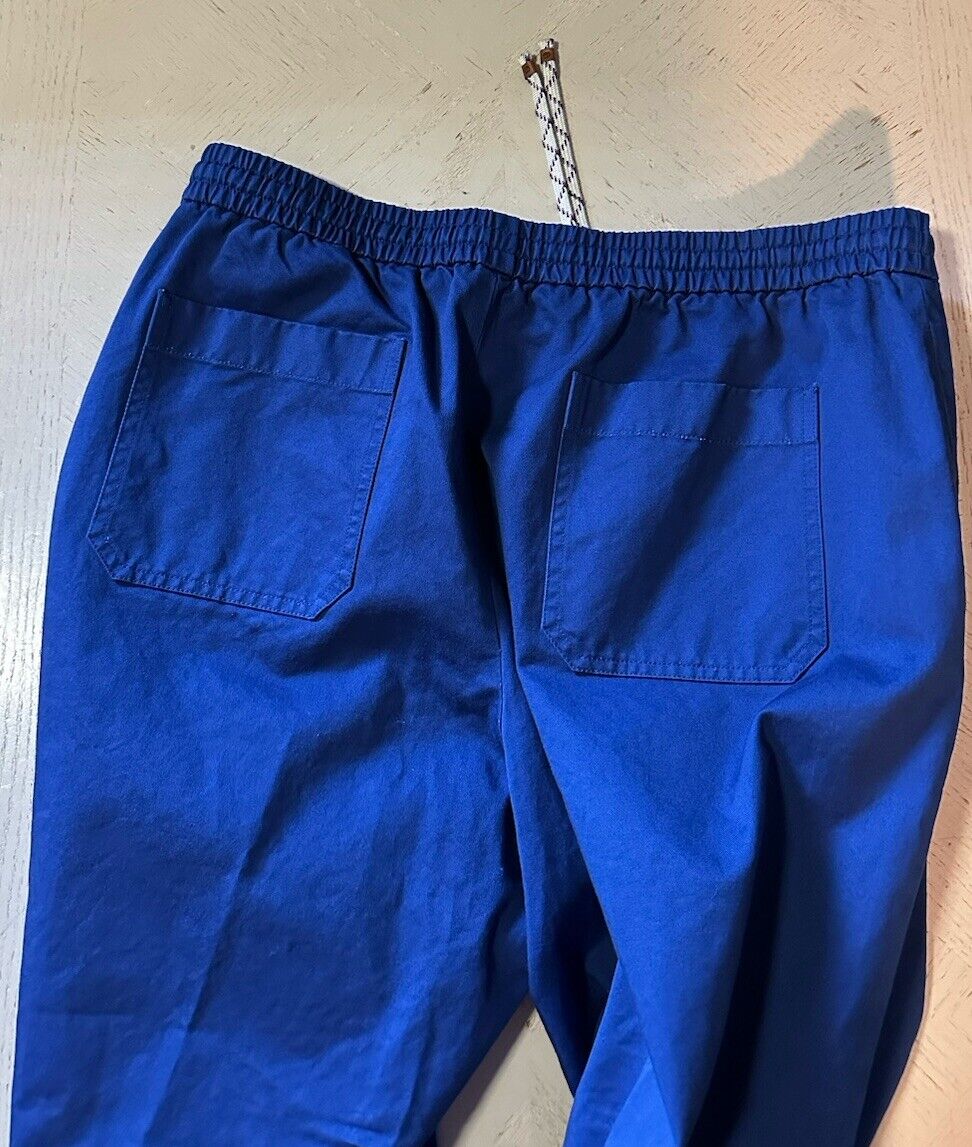 New $1100 Gucci Men Drawstring Military Cotton Pants Blue Size 58 Eu/42 US