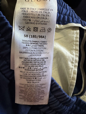 New $1100 Gucci Men Drawstring Military Cotton Pants Blue Size 58 Eu/42 US