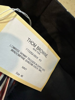 New $1190 Thom Brown Women Wool Windowpane Cropped Pants Navy/White 48/12 Italy