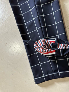 New $1190 Thom Brown Women Wool Windowpane Cropped Pants Navy/White 48/12 Italy