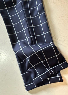 New $1190 Thom Brown Women Wool Windowpane Cropped Pants Navy/White 48/12 Italy