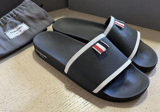 NIB Thom Browne  Logo Slides Sandal Dark Gray Size 8 US/41 Eu Italy