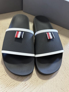 NIB Thom Browne  Logo Slides Sandal Dark Gray Size 8 US/41 Eu Italy