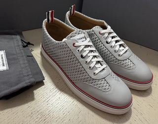 NIB Thom Browne Men Leather & Mesh Training Sneakers Shoes Gray 11 US/44 Eu Ita