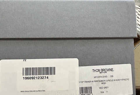 NIB Thom Browne Men Leather & Mesh Training Sneakers Shoes Gray 11 US/44 Eu Ita