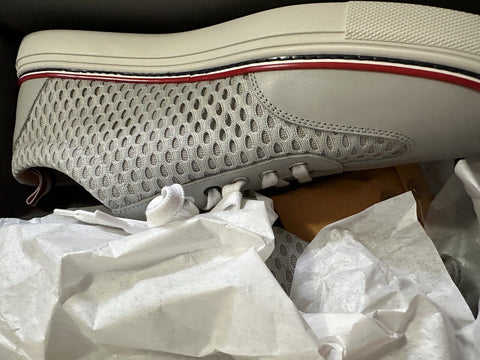 NIB Thom Browne Men Leather & Mesh Training Sneakers Shoes Gray 11 US/44 Eu Ita