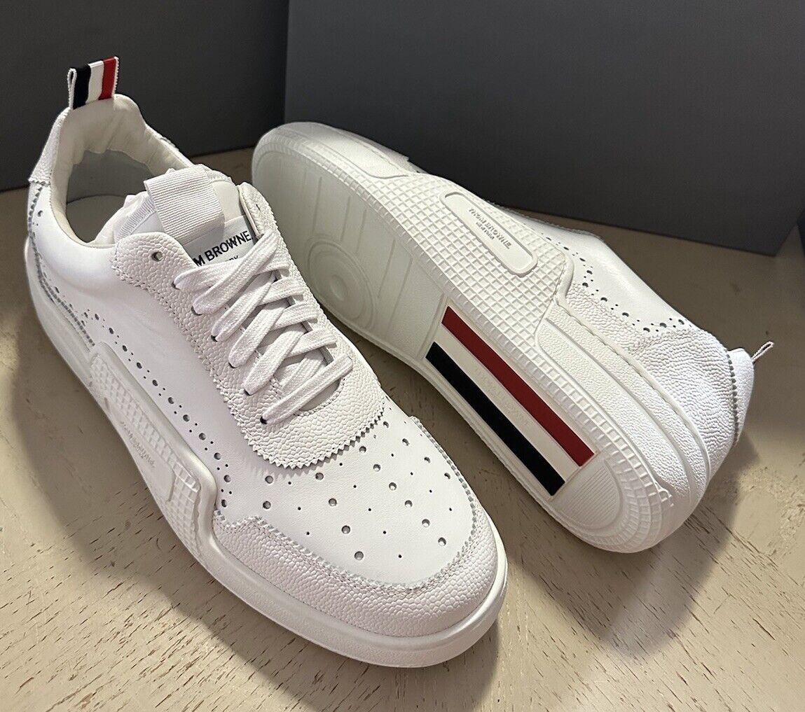 NIB Thom Browne Men Perforated Low Top Leather Sneakers White 11 US/44 EU Italy