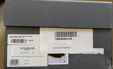 NIB Thom Browne Men Penny Espadrille Loafers Shoes Black 9 US/42 EU Spain