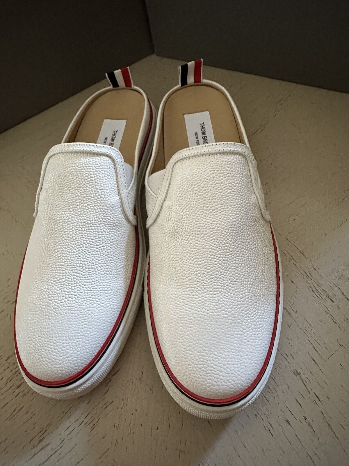 NIB Thom Browne Men Leather Sneaker Sandal Style Mules White 8 US / 41 EU Italy