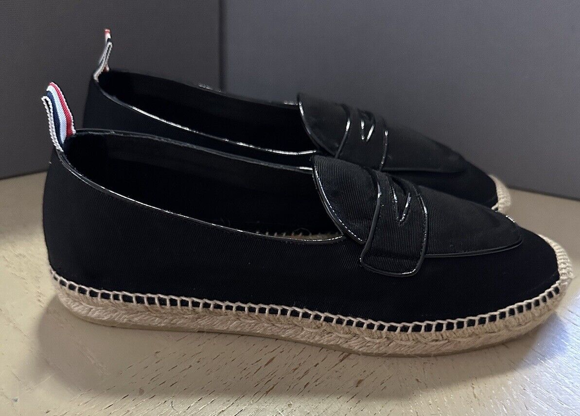 NIB $730 Thom Browne Men Penny Espadrille Loafers Shoes Black 8 US/41 EU Spain
