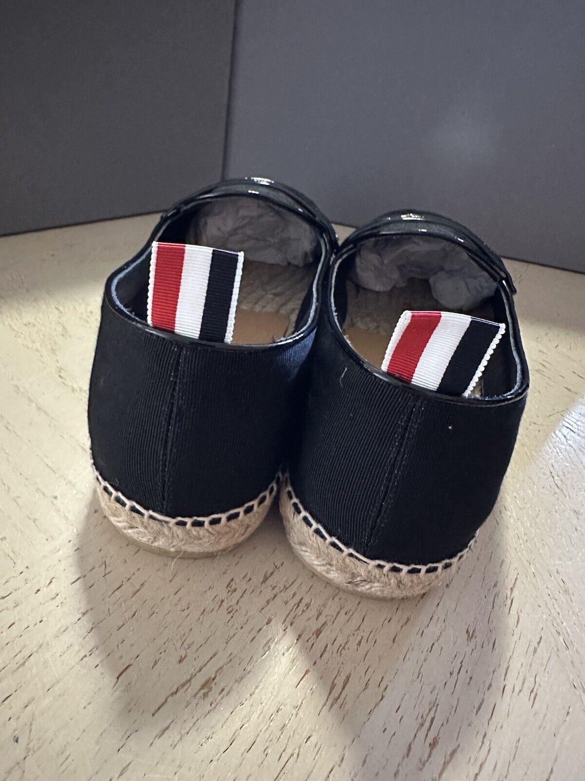 NIB $730 Thom Browne Men Penny Espadrille Loafers Shoes Black 8 US/41 EU Spain