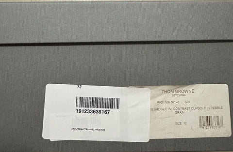 NIB Thom Browne Men Leather Wingtip Oxford Brogues Sneakers Black 12 US/45 EU