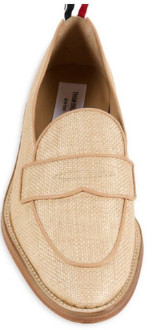 NIB $850 Thom Browne Men Textured Penny Loafers Shoes Natural 9 US/42 EU Italy