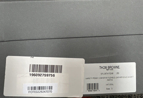 NIB $850 Thom Browne Men Textured Penny Loafers Shoes Natural 9 US/42 EU Italy