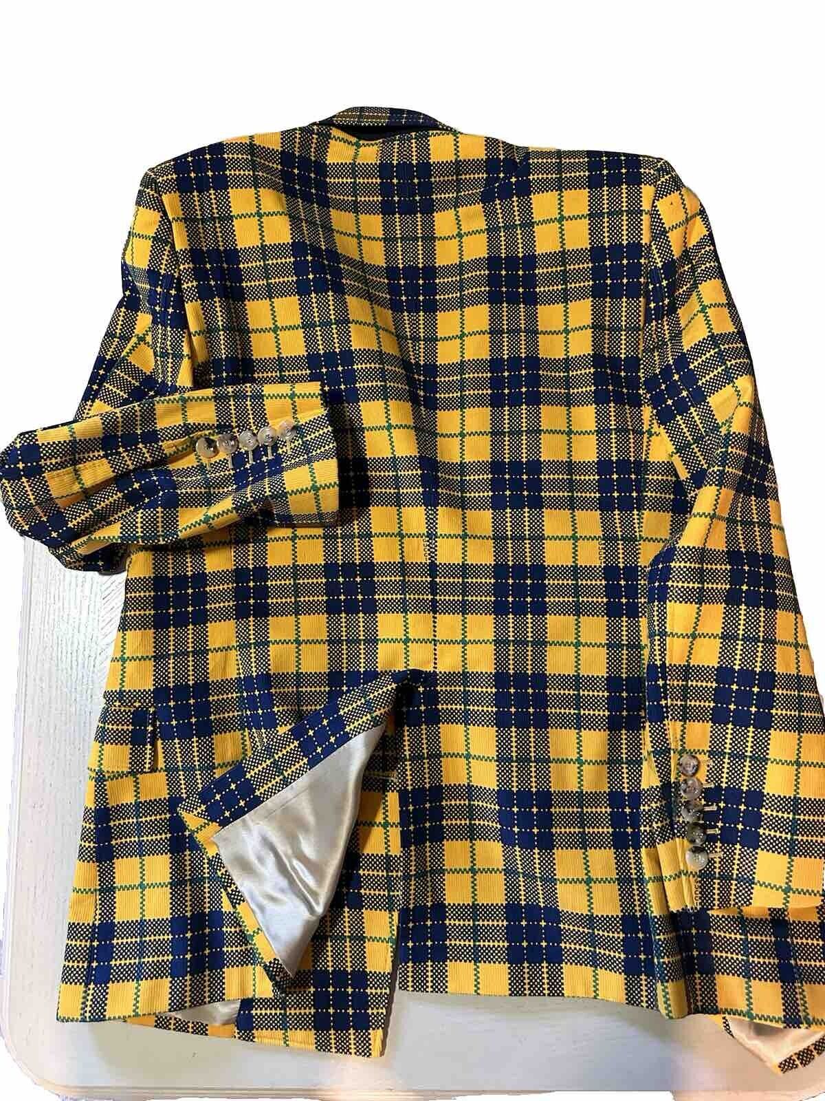 NWT $3800 Gucci Men Tartan Cotton Sport Coat Blazer Yellow/Black/Gr. 40 US/50 Eu