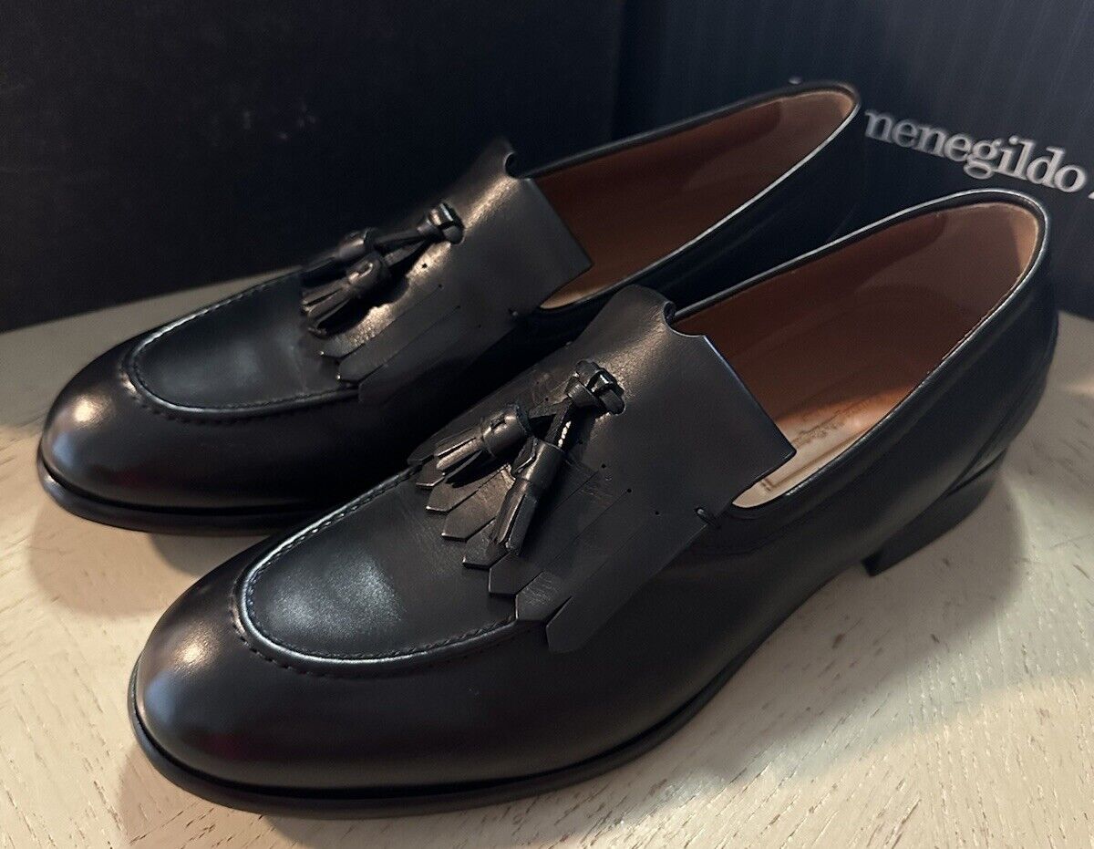 New $1100 Ermenegildo Zegna Leather Loafers Shoes Black 9.5 US/42.5 Eu Italy