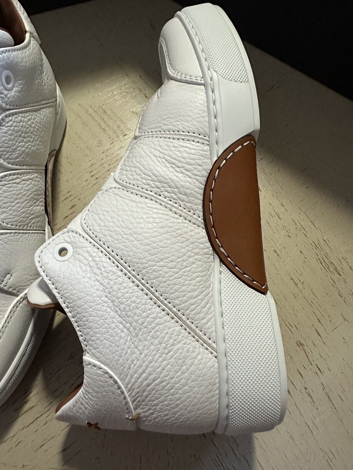 New $950 Ermenegildo Zegna Couture Leather Sneakers White Size 7 US/40 Eu