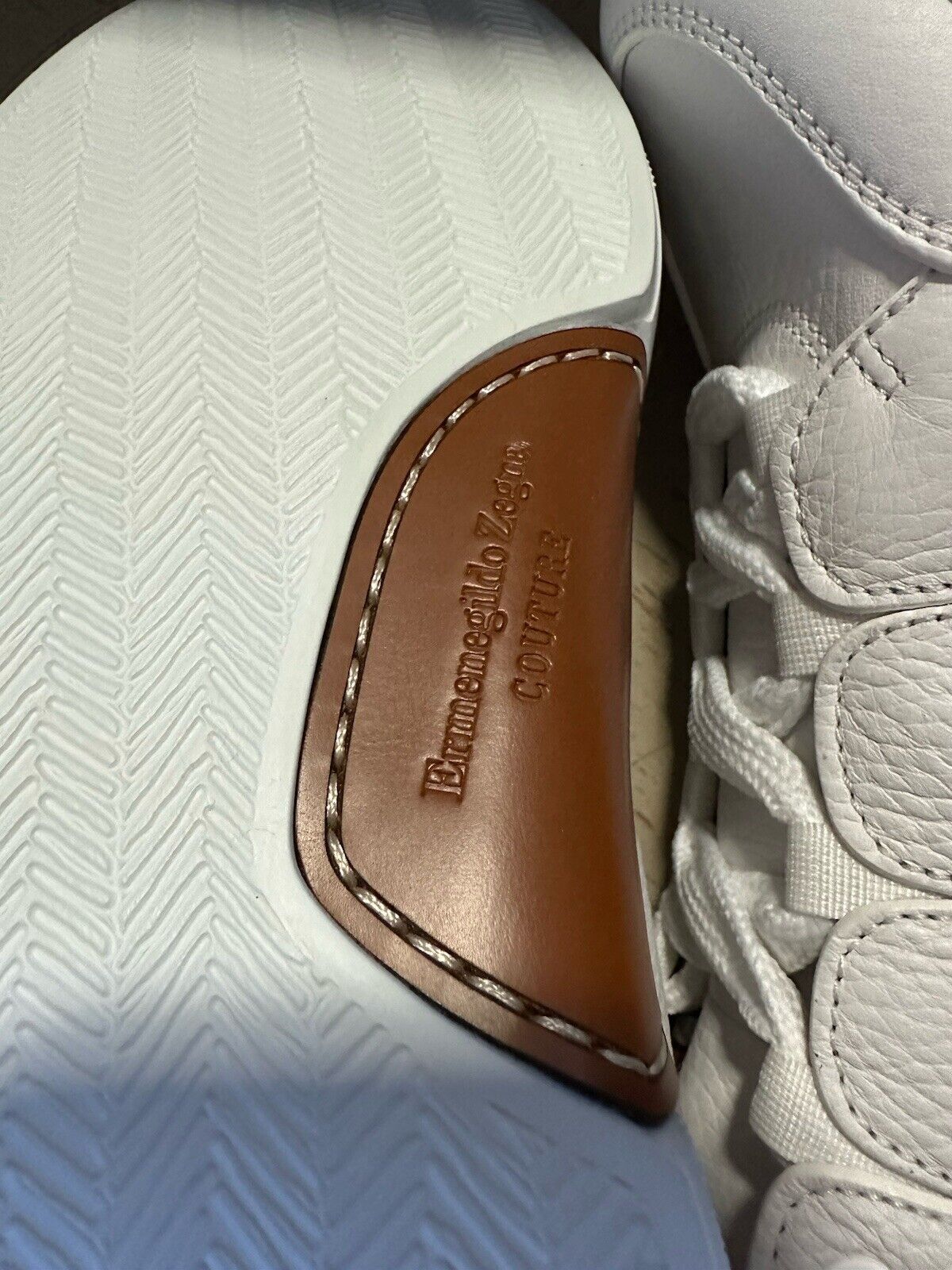 New $950 Ermenegildo Zegna Couture Leather Sneakers White Size 7 US/40 Eu