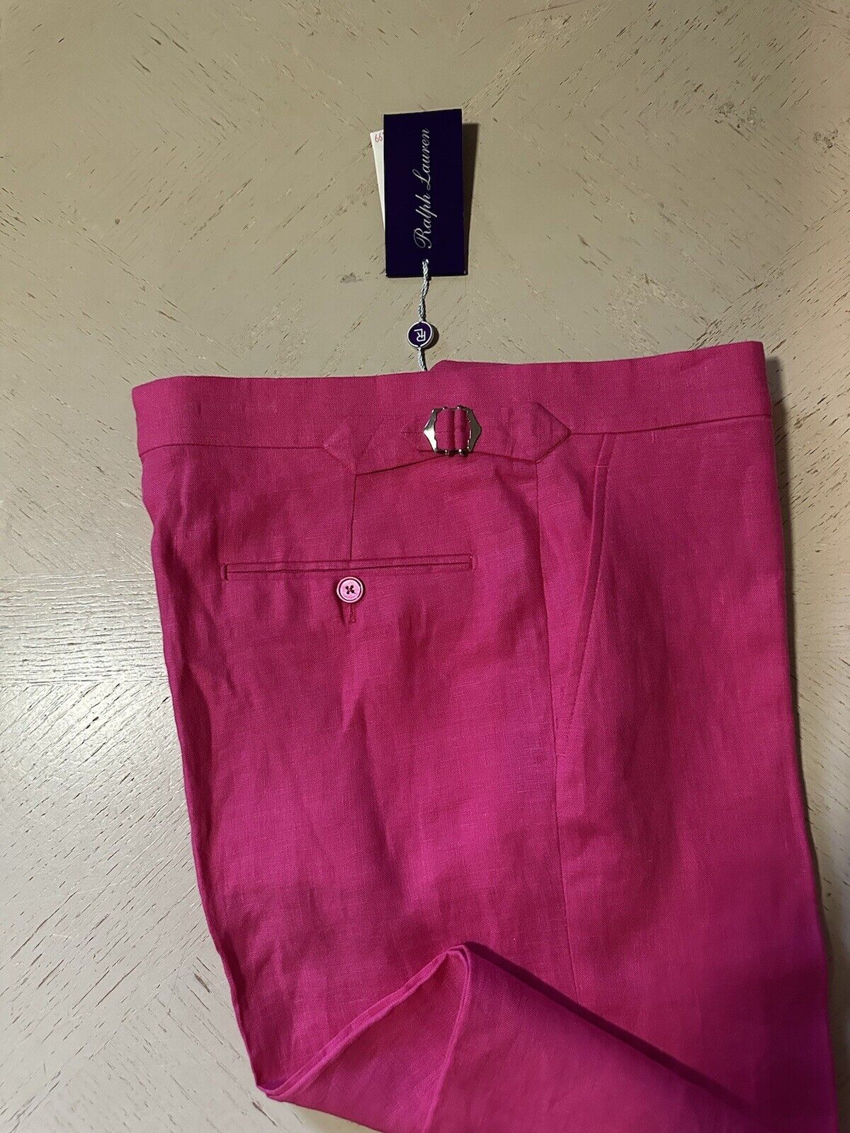 NWT  Ralph Lauren Purple Label Men’s Linen Pants Summer Pink 32 US/48 Eu Italy